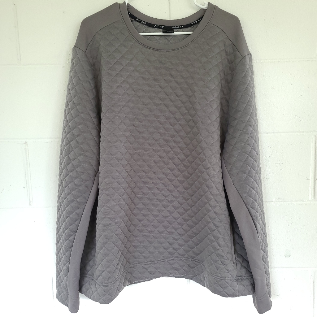 Jockey Men's Grey Quilted Crew Neck Sweatshirt Size Xl